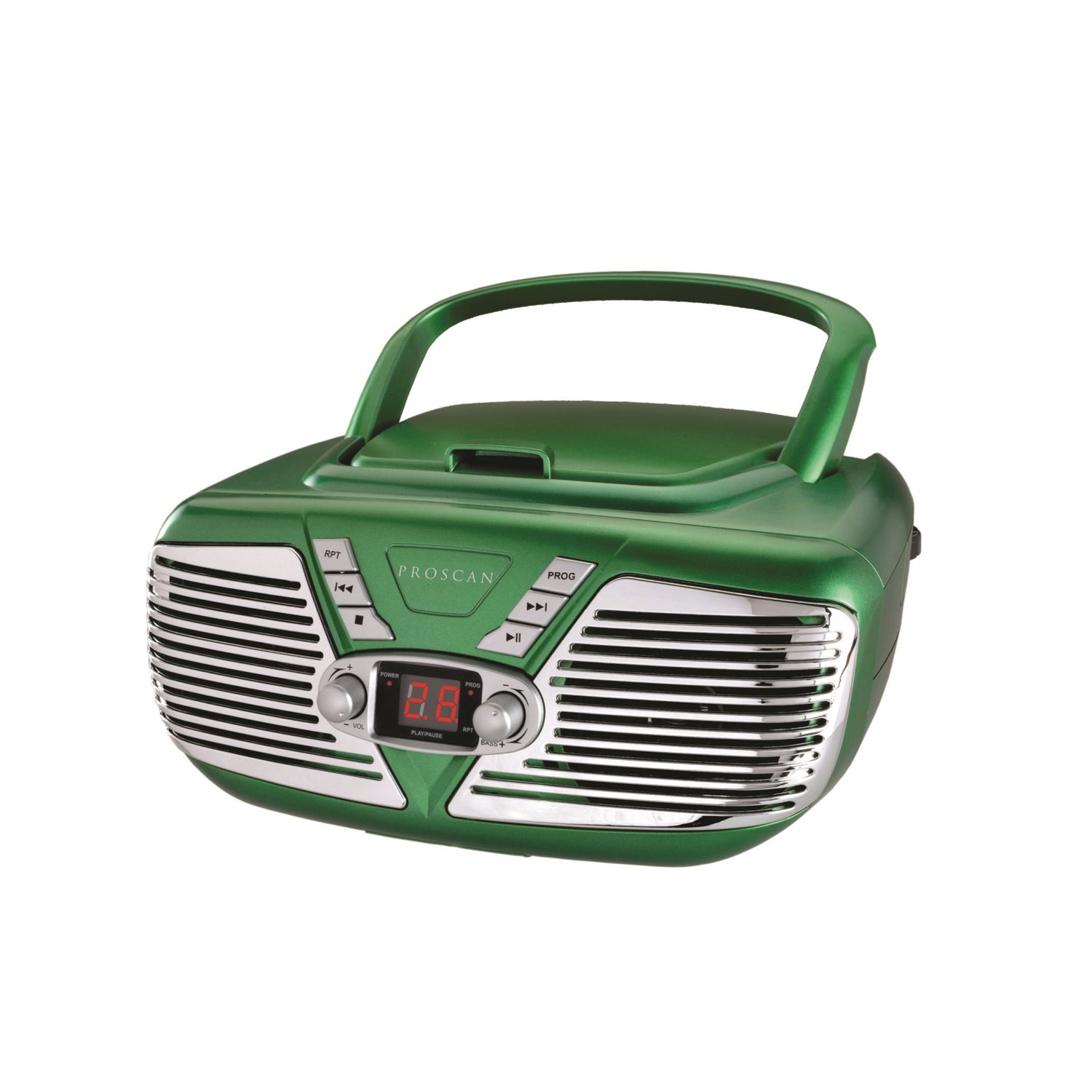 Proscan - BoomBox / Lecteur CD Portable avec Radio AM/FM, Style Rétro, Entrée AUX, Vert - Simple Boutique