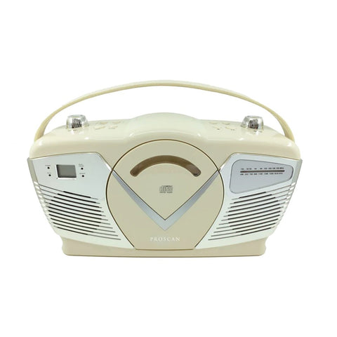 Proscan - BoomBox / Lecteur CD avec Radio AM/FM et Entrée AUX, Style Rétro, Crème