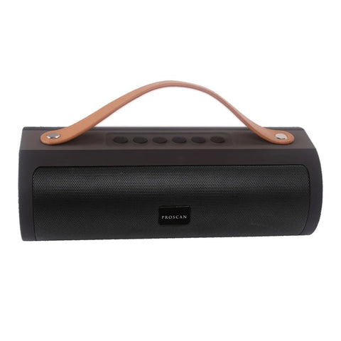 Proscan - Haut-Parleur Bluetooth Portable avec Sangle de Transport en Cuire, Noir
