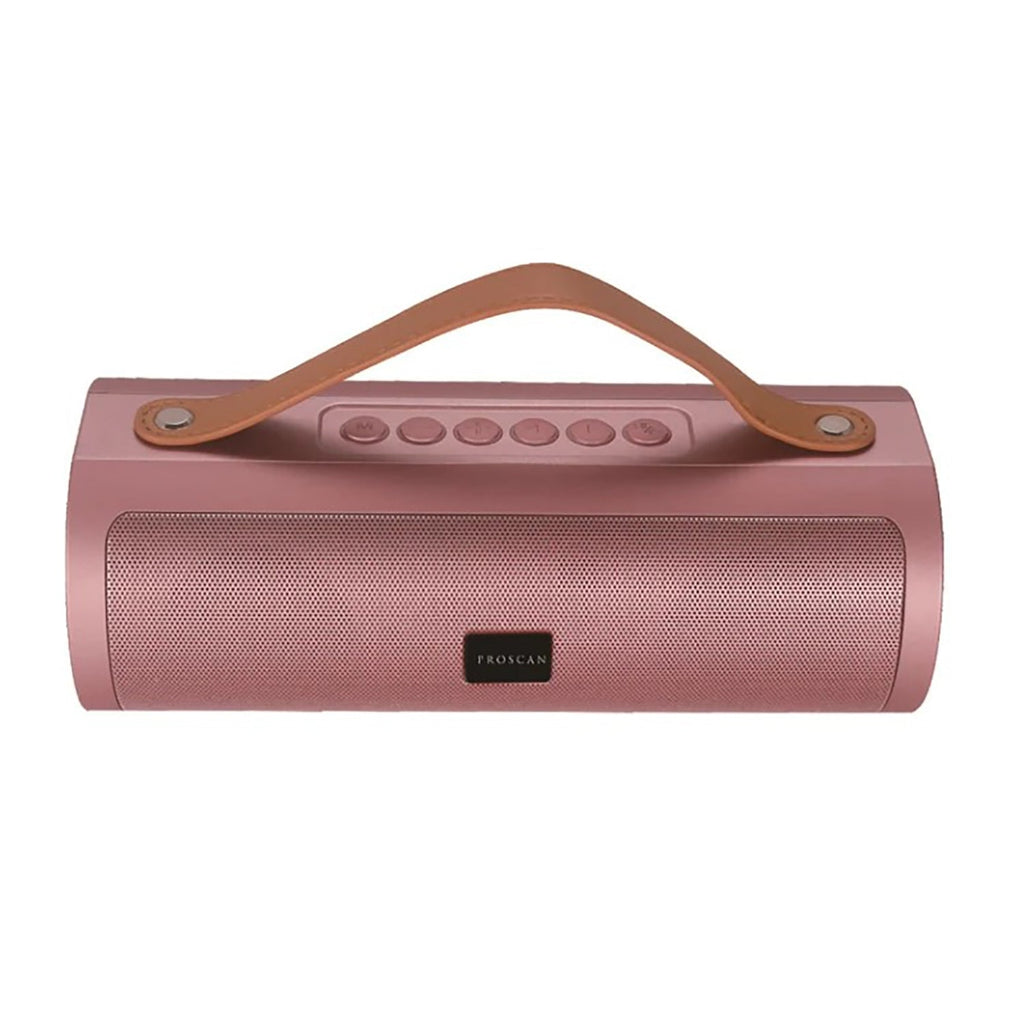 Proscan - Haut-Parleur Bluetooth Portable avec Sangle de Transport en Cuire, Rose