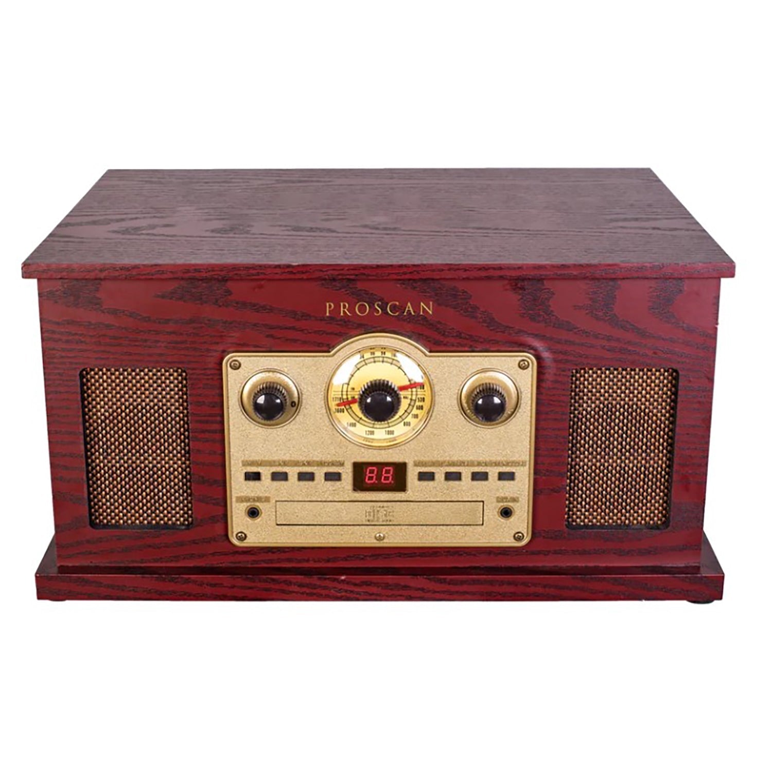 Proscan - Tourne-Disque Bluetooth Nostalgique 6 en 1 avec Lecteur CD et Casettes, Entrée AUX, Radio AM/FM, Marron - Simple Boutique