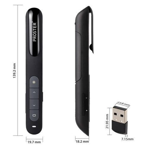 Proster Présentateur Sans Fil Professionnel Avec Pointeur Laser USB 2.4 Ghz