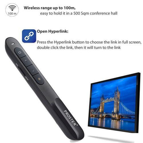 Proster Présentateur Sans Fil Professionnel Avec Pointeur Laser USB 2.4 Ghz