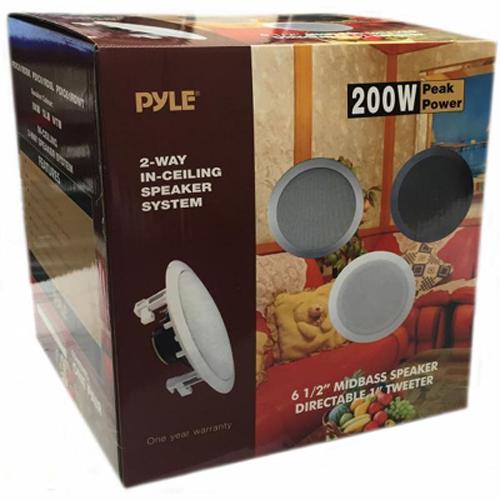 Pyle Haut-parleurs 6.5" plafond/murs encastré 2 voies paire Noir - Simple Boutique