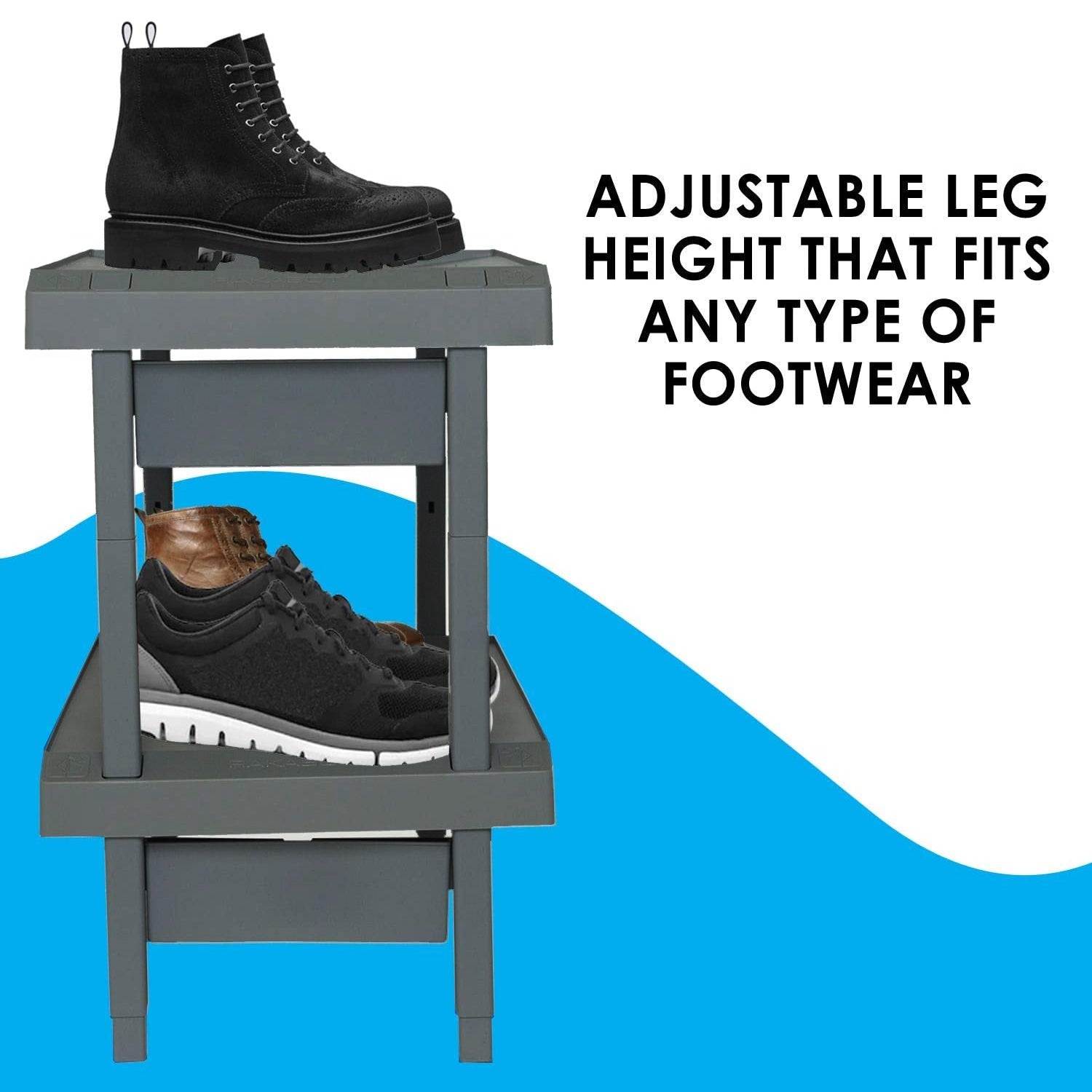 RAKABOT - Étagère de Rangement pour Chaussures, Bottes d'hiver et Bottes de Pluie avec Système de Récupération d'eau, Gris Anthracite - Fait au Canada - Simple Boutique