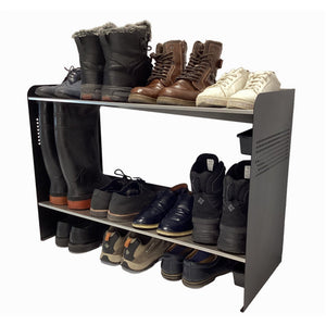 RAKABOT Signature - Étagère de Rangerment pour Bottes d'hiver et Bottes de Pluies avec Système de Récupération d'eau, Fait au Canada, Fini Acier Inoxidable/Coté Noir - Simple Boutique