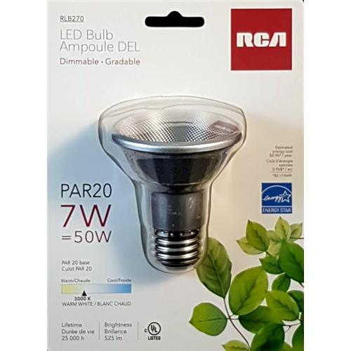 RCA Ampoule DEL PAR20 7W Blanc Chaud 525 Lumen - Simple Boutique