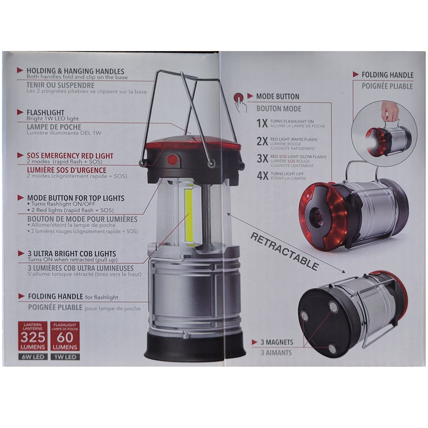 RCA RFL0117 - 3 en 1 Lanterne Rétractable, Lampe de Poche LED et Mode SOS - Simple Boutique