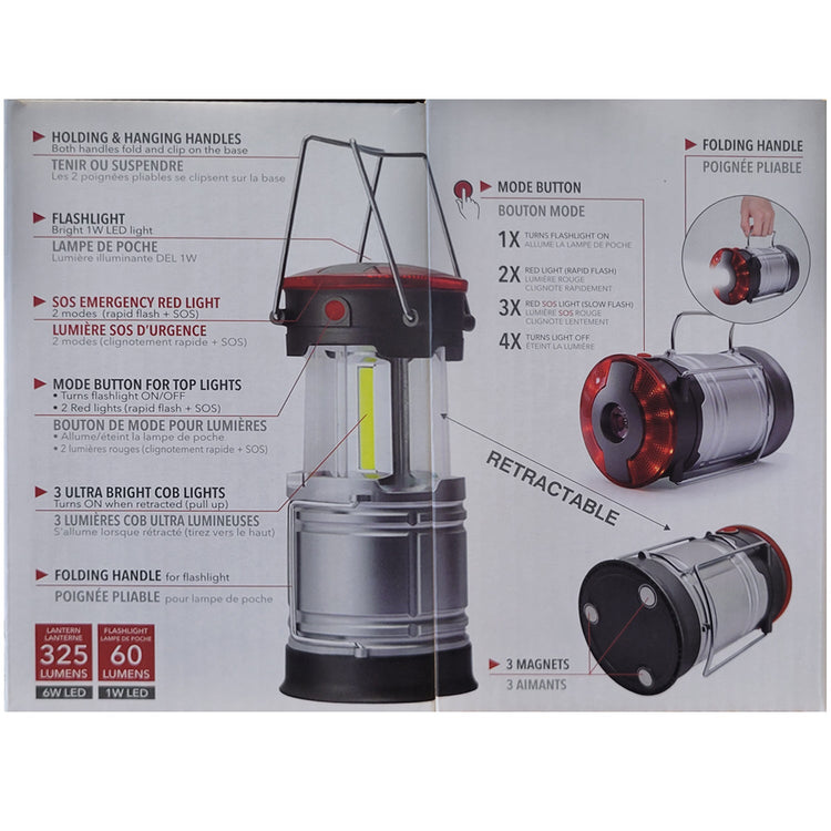 RCA RFL0117 - 3 en 1 Lanterne Rétractable, Lampe de Poche LED et Mode SOS - Simple Boutique