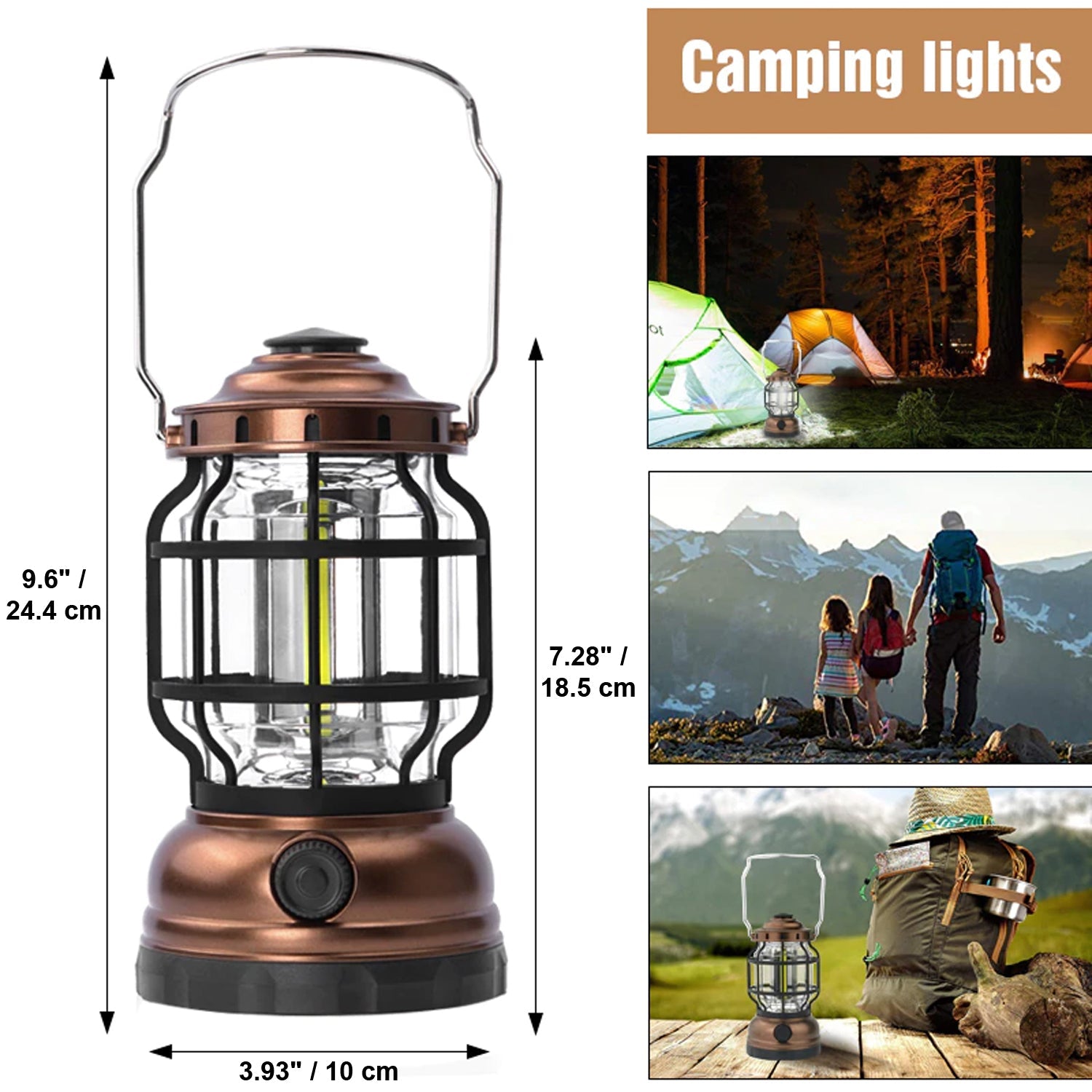 RCA RFL5018 - Lanterne De Camping À Intensité Variable, 280 Lumens 3 DEL Cob, Résistante Aux Intempéries - Simple Boutique