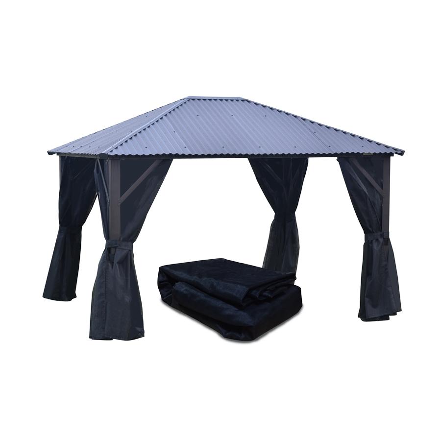 Rideau Moustiquaire pour Gazebo 10' x 12', Noir - Simple Boutique