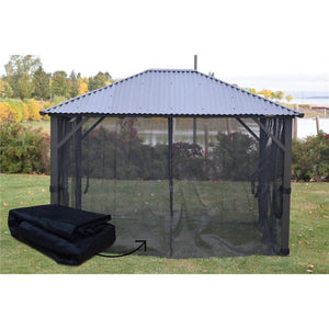 Rideau Moustiquaire pour Gazebo 10' x 14', Noir - Simple Boutique