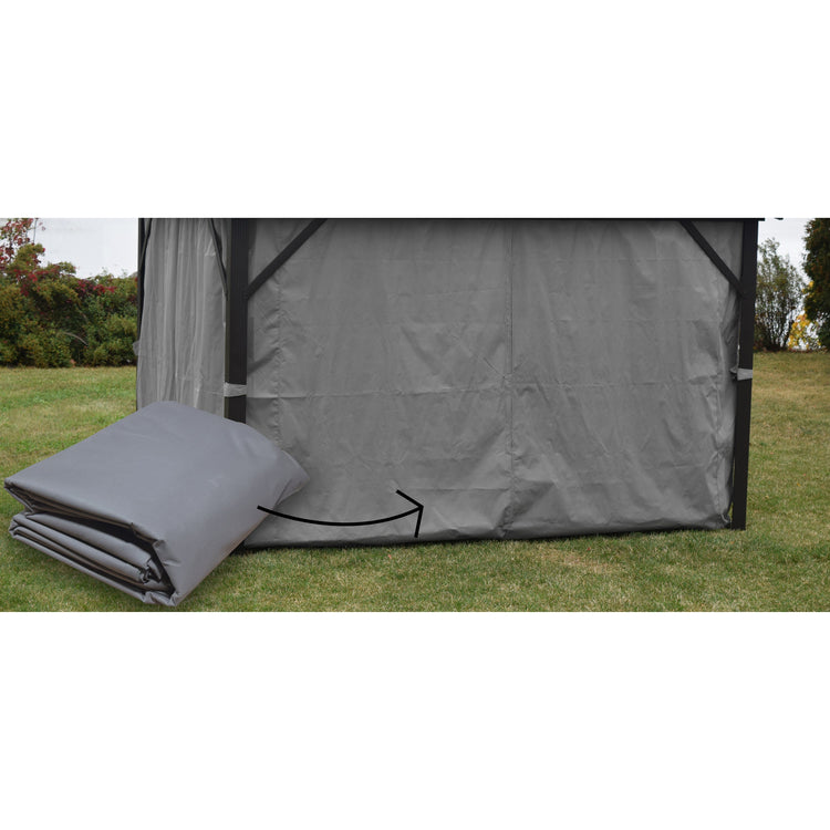 Rideau pour Gazebo 10'x10', Résistant à l'eau, Gris - Simple Boutique