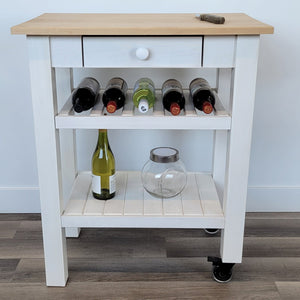 SB Îlot de Cuisine mobile sur Roues 28" x 18" x 34" avec Tiroir Blanc - Fabriqué au Canada - Simple Boutique