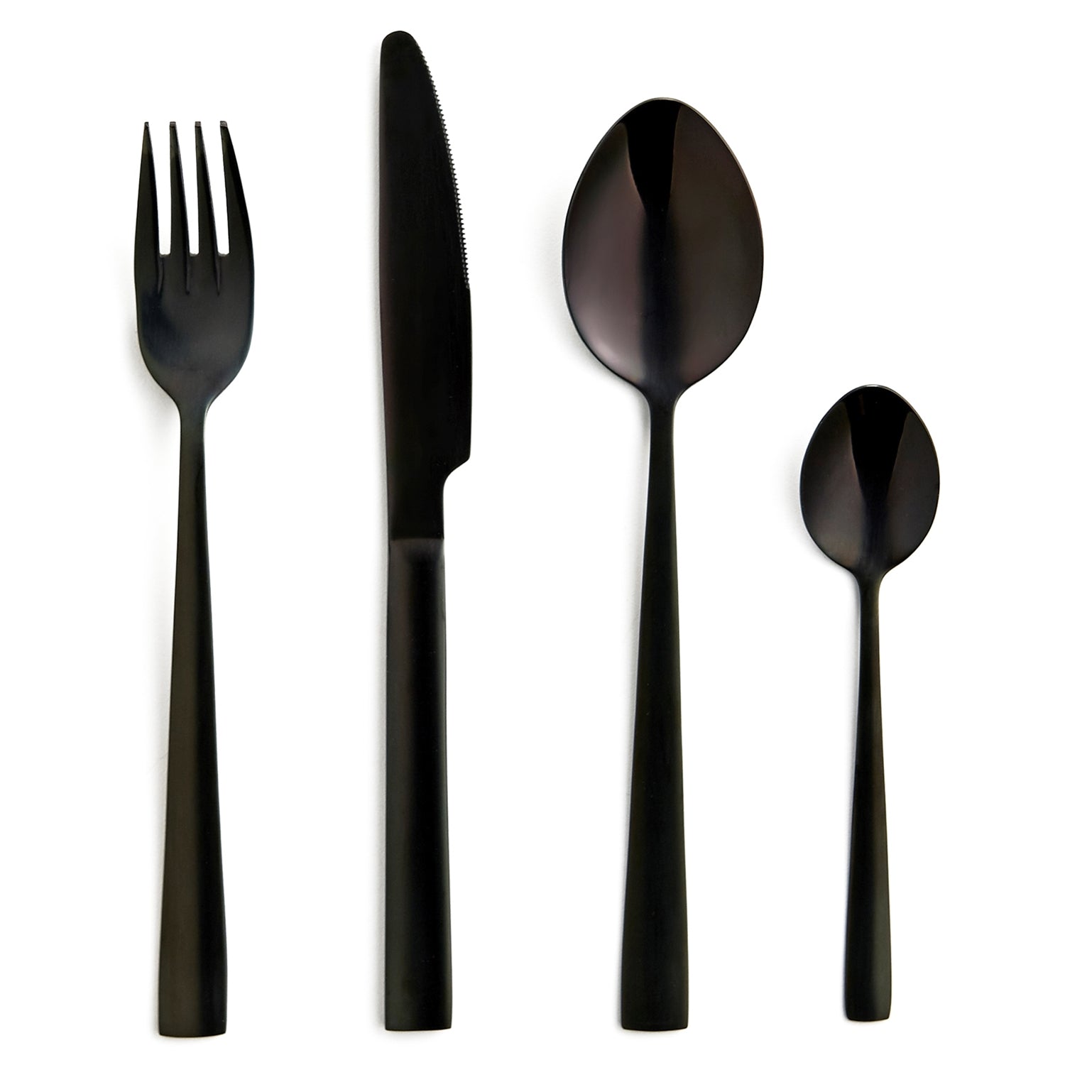 Safdie & Co - Ensemble de Couverts/Coutellerie en Acier Inoxydable, 16 Morceaux, Vont au Lave-Vaiselle, Noir Onyx - Simple Boutique