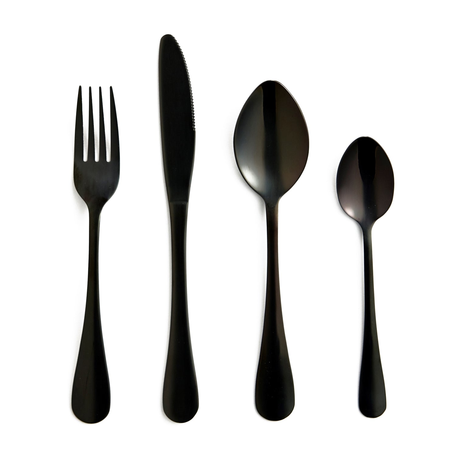 Safdie & Co - Ensemble de Couverts/Coutellerie en Acier Inoxydable, 16 Morceaux, Vont au Lave-Vaiselle, Noir Onyx - Simple Boutique