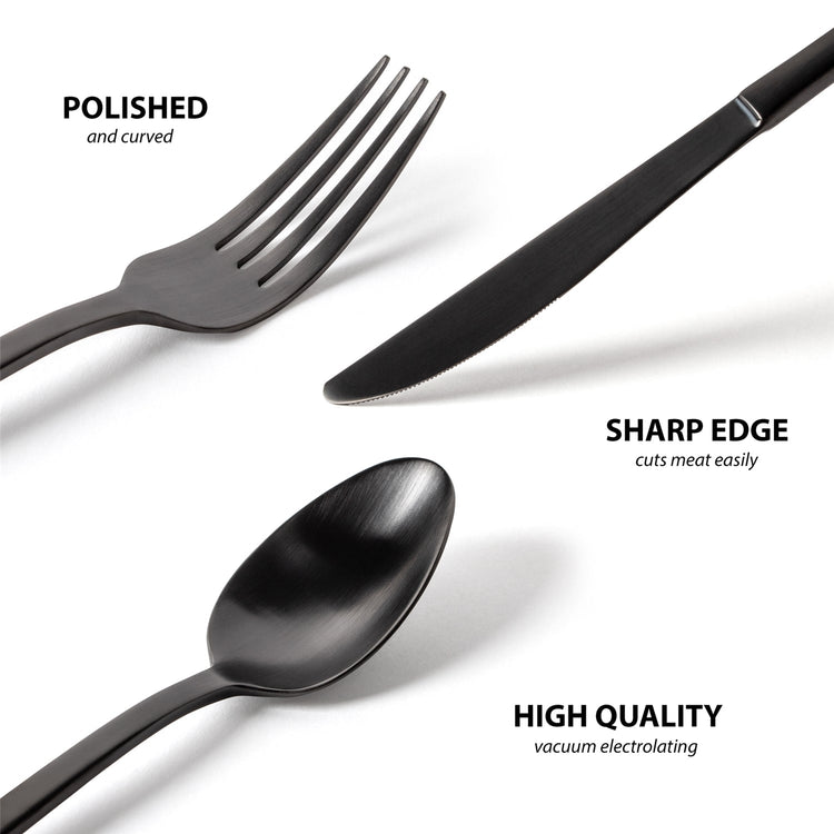 Safdie & Co - Ensemble de Couverts/Coutellerie en Acier Inoxydable, 20 Morceaux, Vont au Lave-Vaiselle, Effet Miroir Noir - Simple Boutique