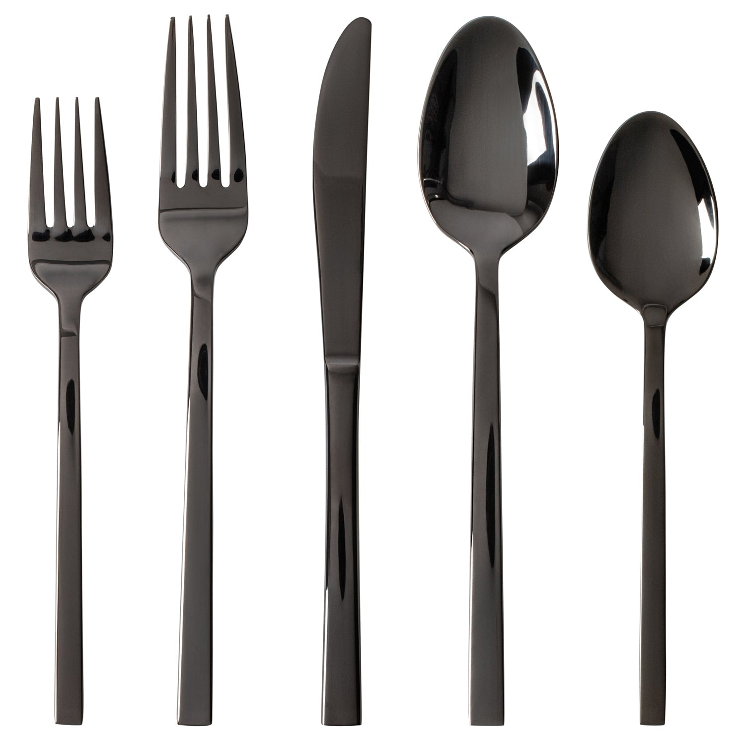 Safdie & Co - Ensemble de Couverts/Coutellerie en Acier Inoxydable, 20 Morceaux, Vont au Lave-Vaiselle, Effet Miroir Noir - Simple Boutique