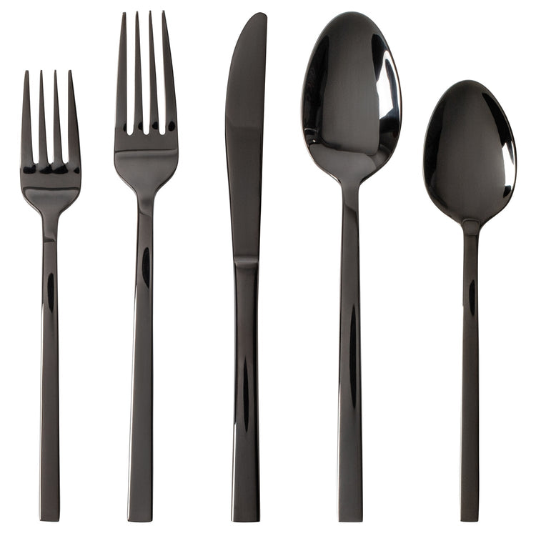 Safdie & Co - Ensemble de Couverts/Coutellerie en Acier Inoxydable, 20 Morceaux, Vont au Lave-Vaiselle, Effet Miroir Noir - Simple Boutique
