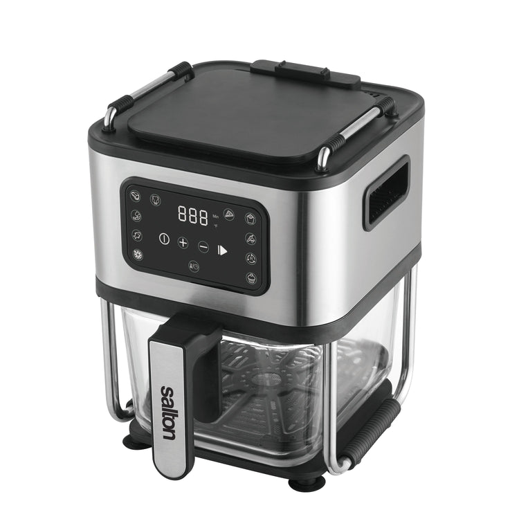 Salton AF2090 Friteuse à Air, Capacité de 4.6L, 10 Fonctions Préprogrammées, Panier en Verre, Noir - Simple Boutique