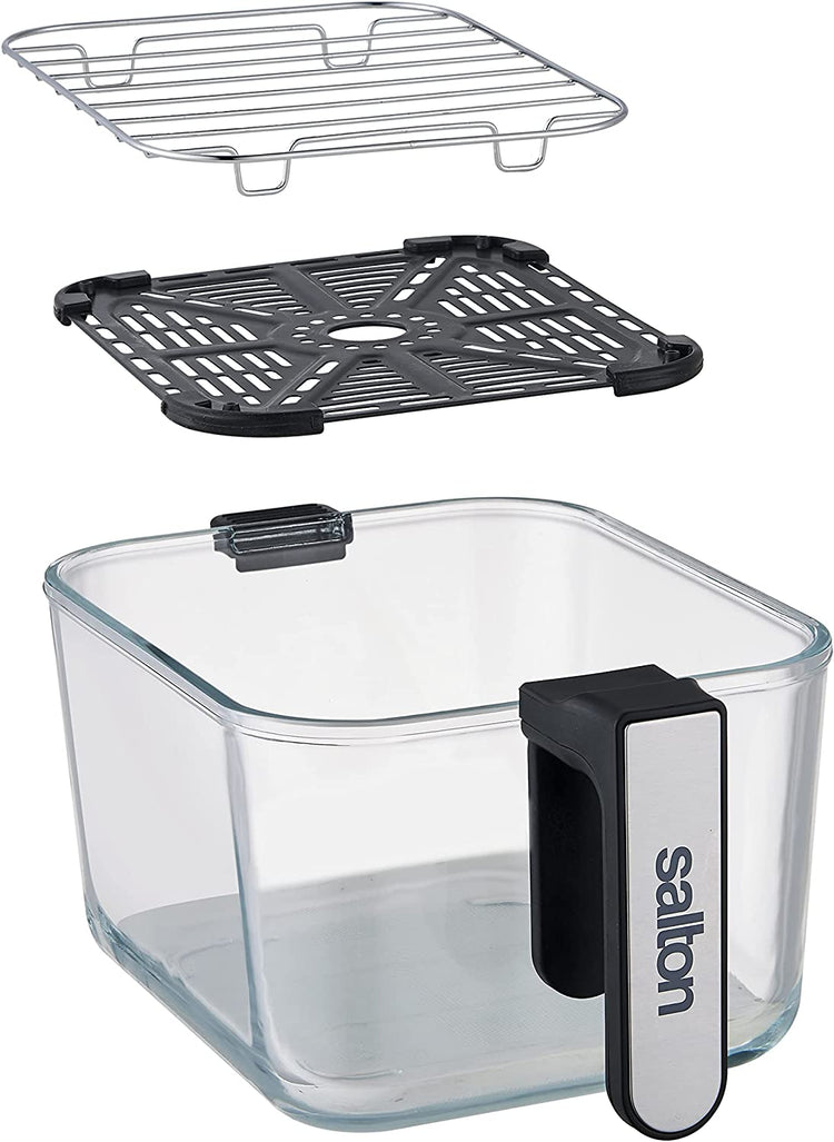 Salton AF2090 Friteuse à Air, Capacité de 4.6L, 10 Fonctions Préprogrammées, Panier en Verre, Noir - Simple Boutique