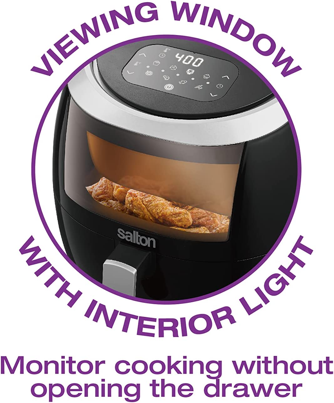 Salton AF2103 Friteuse à Air XXL, Capacité de 8L, 8 Fonctions Préprogrammées, Affichage Digital, 1700 Watts, Noir - Simple Boutique