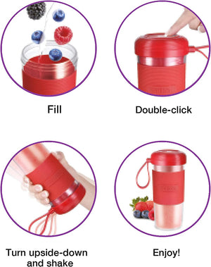 Salton BL2045RD - Mélangeur Portable Réchargeable, Capacité de 300ml. Rouge - Simple Boutique