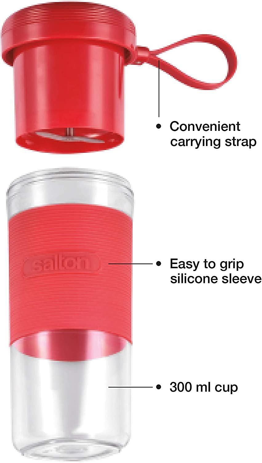 Salton BL2045RD - Mélangeur Portable Réchargeable, Capacité de 300ml. Rouge - Simple Boutique