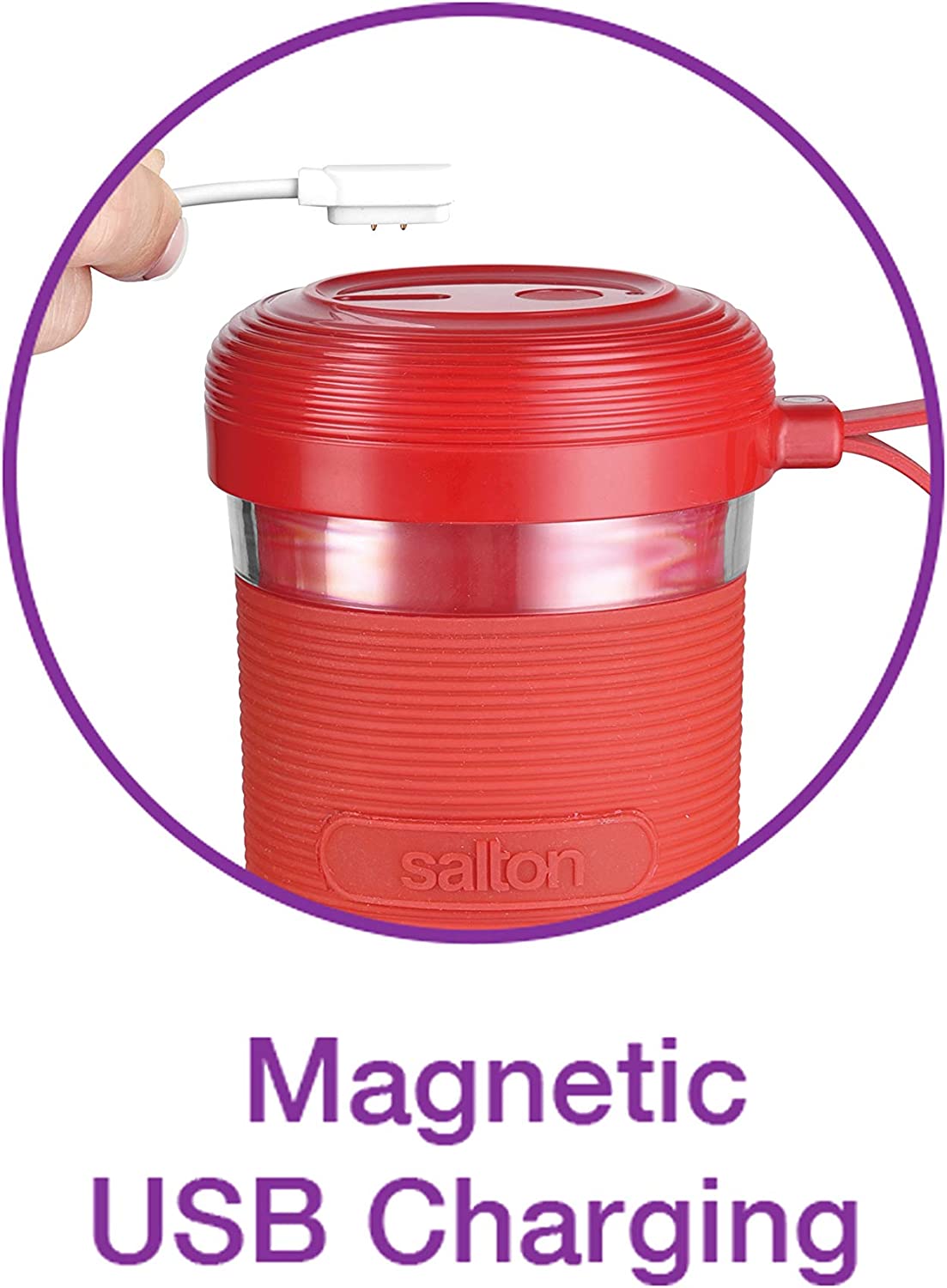 Salton BL2045RD - Mélangeur Portable Réchargeable, Capacité de 300ml. Rouge - Simple Boutique