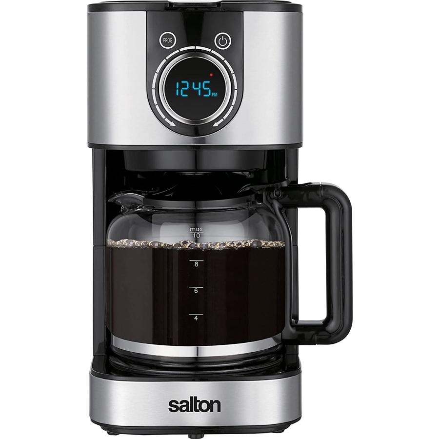 Salton - Cafetière Numérique Programmable, Capacité de 10 Tasses, 900 Watts, Acier Inoxydable - Simple Boutique