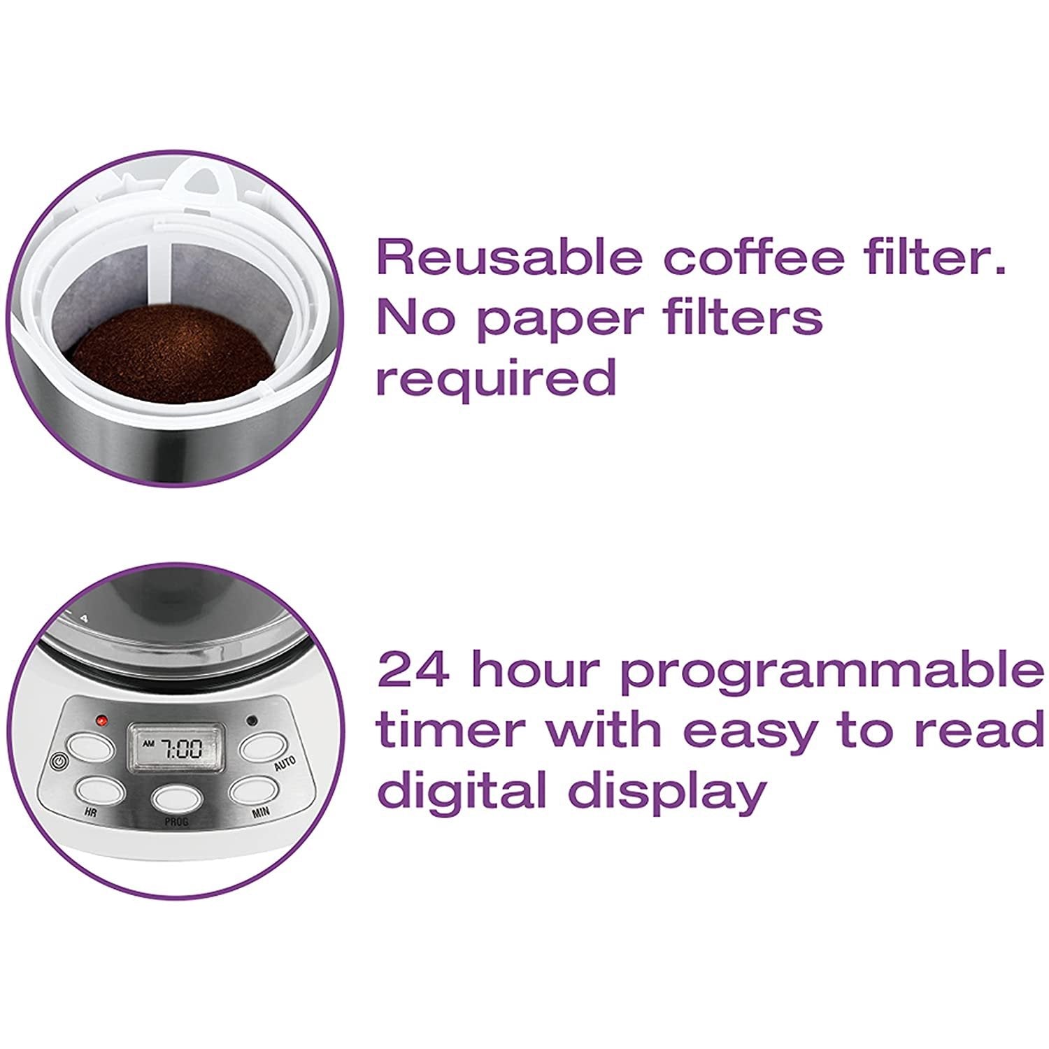 Salton - Cafetière Programmable Jumbo Java, Capacité de 14 Tasses, 1000W, Blanc - Simple Boutique