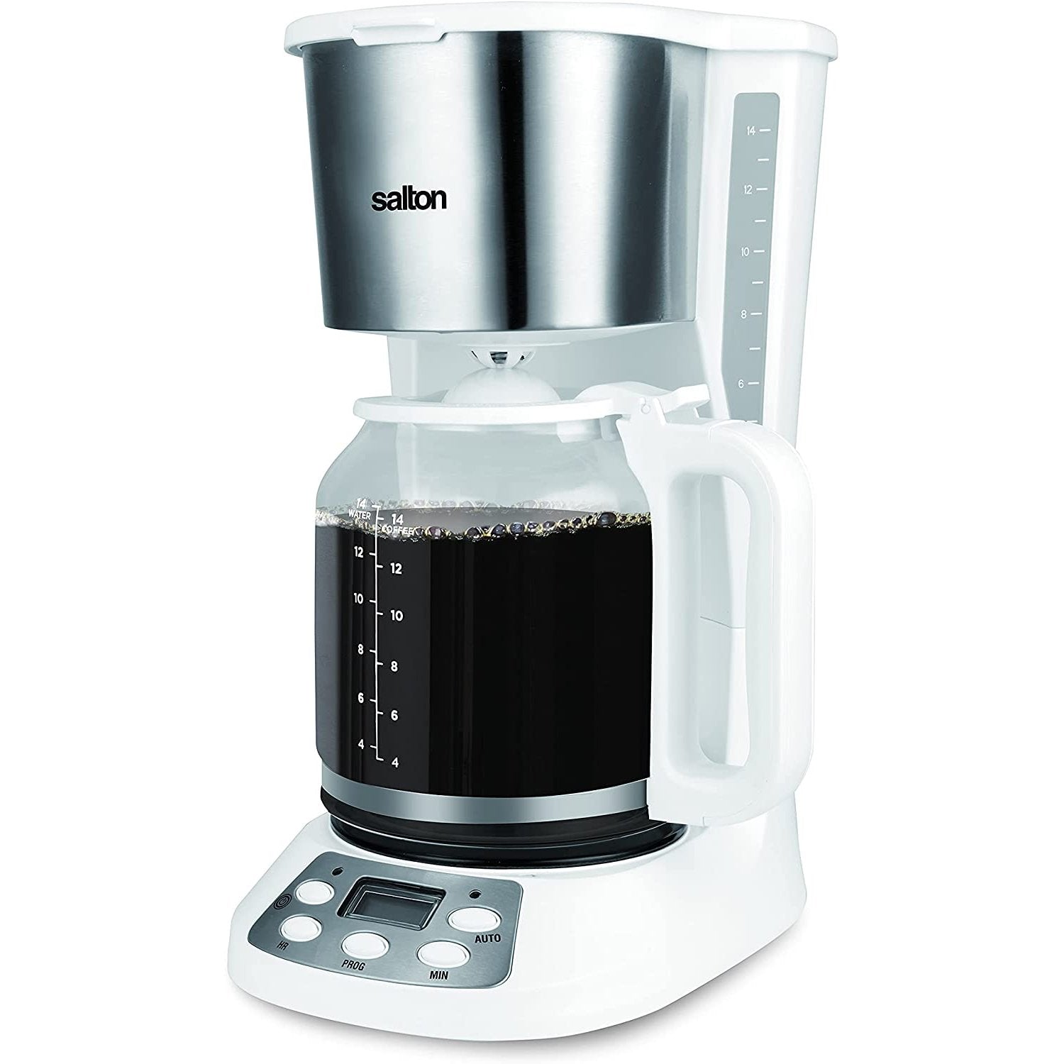 Salton - Cafetière Programmable Jumbo Java, Capacité de 14 Tasses, 1000W, Blanc - Simple Boutique