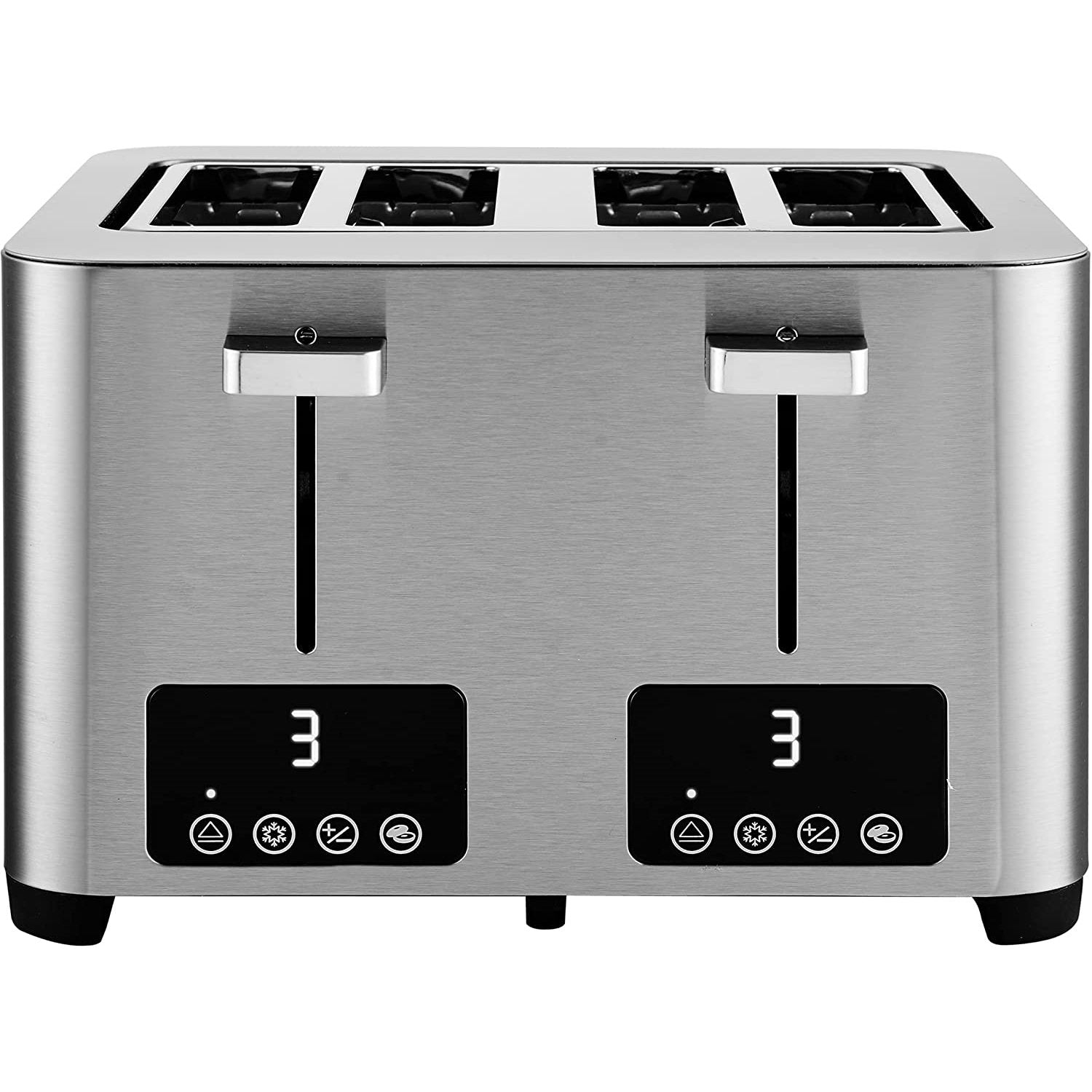 Salton ET2084 Grille-Pain à 4 Tranches Extra-Large, 6 Niveaux de Brunissage, 1500 Watts, Acier Inoxydable - Simple Boutique