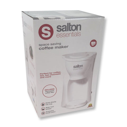 Salton Essentials - Cafetière 1 Tasse Compact avec Filtre Permanent, Blanc