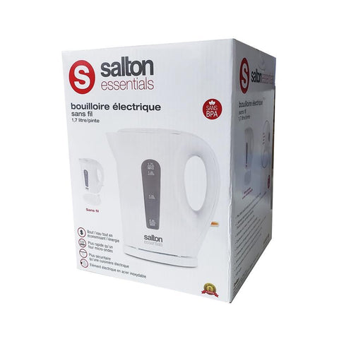Salton Essentials EJK1821W - Bouilloire Électrique Sans-Fil, Capacité de 1.7 Litre, Blanc