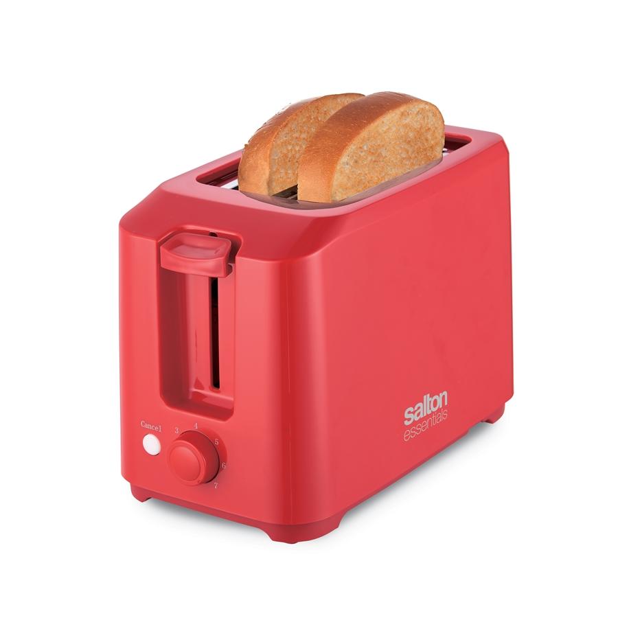 Salton Essentials - Grille-Pain Compact, Capacité de 2 Tranches, Rouge - Simple Boutique