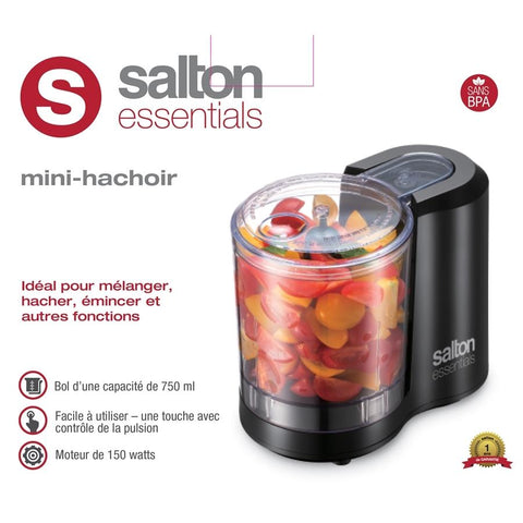 Salton Essentials - Hachoir Électrique avec une Capacité de 3 Tasses, 150 Watts, Noir