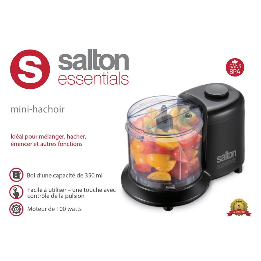 Salton Essentials - Mini Hachoir Électrique avec une Capacité de 1.4 Tasses, 100 Watts, Noir - Simple Boutique