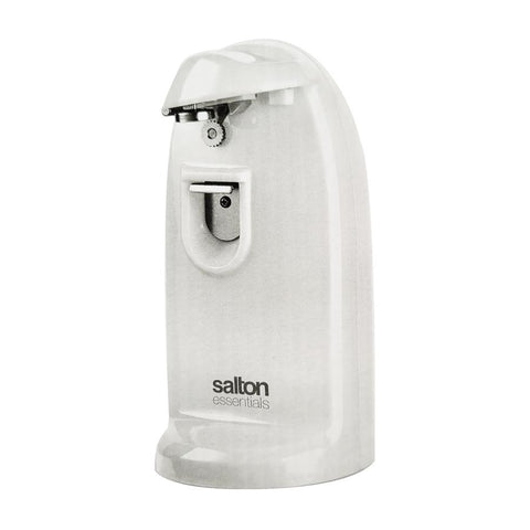 Salton Essentials - Ouvre-Boite Électrique avec Ouvre-Bouteille et Aiguiseur Intégré, Blanc