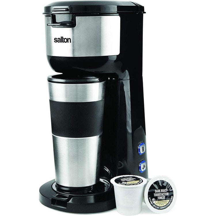Salton FC1952 Cafetière 2 en 1 à Portion Unique Pour K-Cups ou Panier Filtre Acier Inoxydable - Simple Boutique