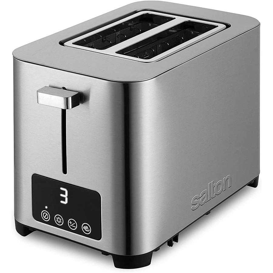 Salton - Grille-Pain à 2 Tranches Extra-Large, 6 Niveaux de Brunissage, 850 Watts, Acier Inoxydable - Simple Boutique