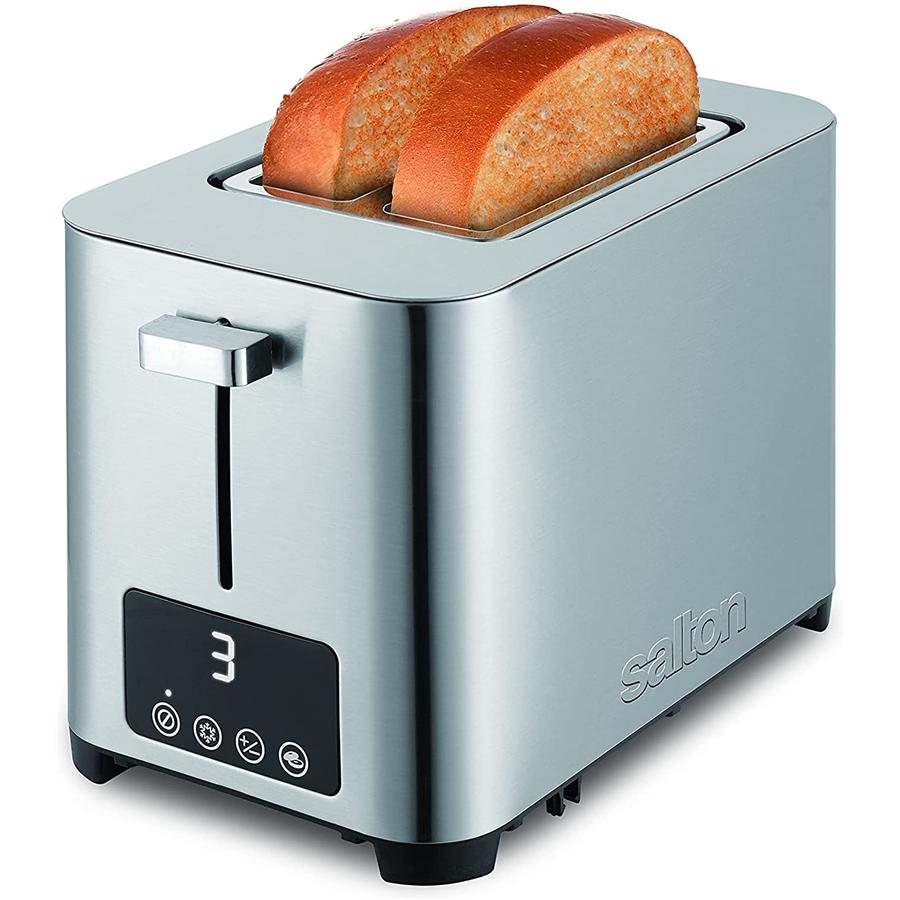 Salton - Grille-Pain à 2 Tranches Extra-Large, 6 Niveaux de Brunissage, 850 Watts, Acier Inoxydable - Simple Boutique