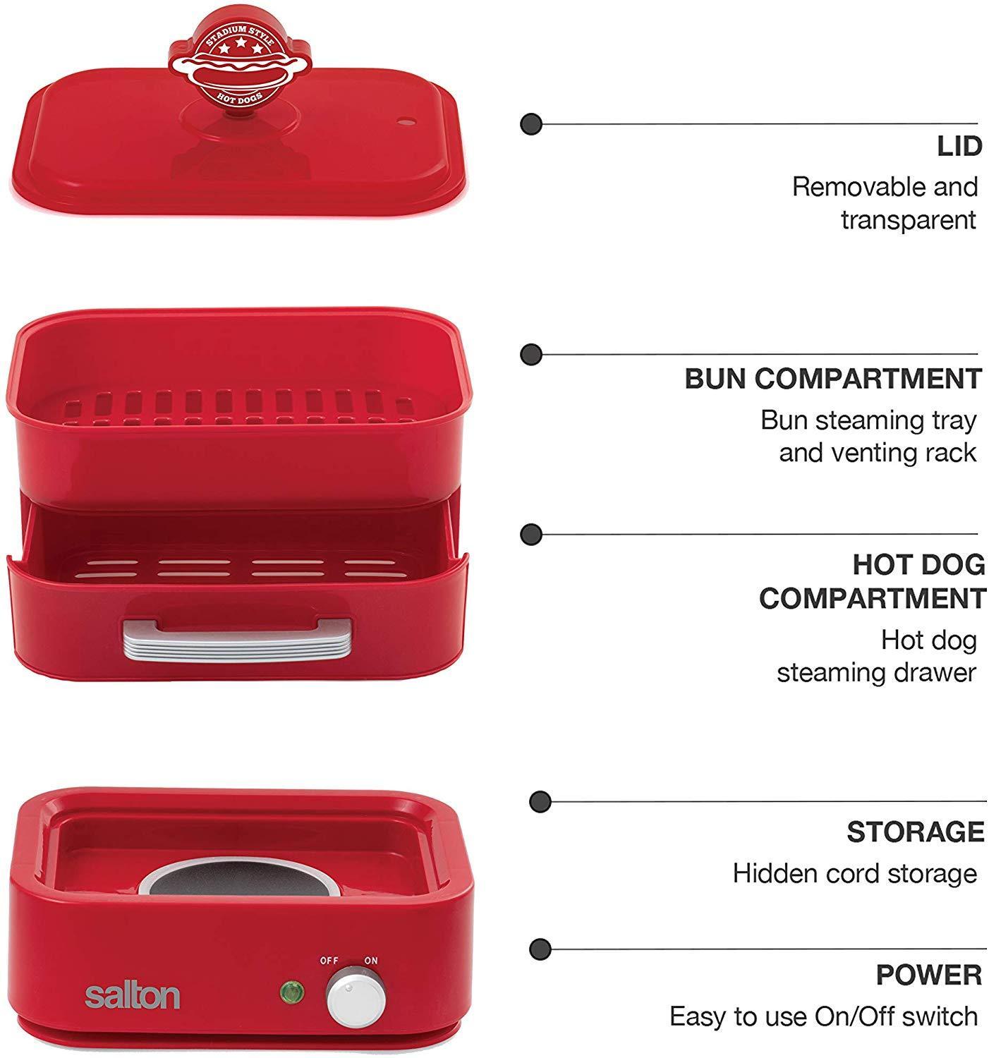Salton HD1905 Cuiseur à Vapeur pour Hot-Dog Rouge - Simple Boutique