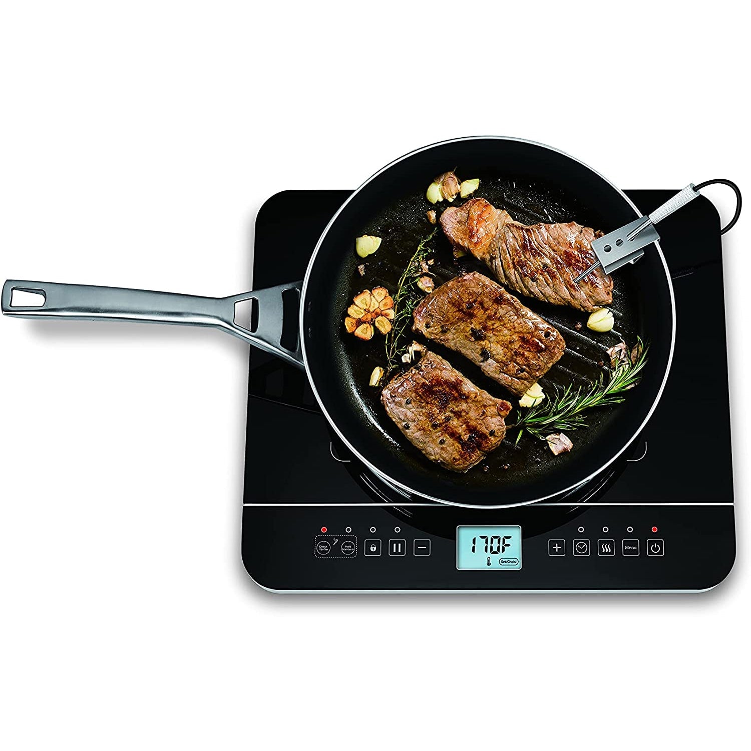 Salton ID1880 - Plaque de Cuisson Portable à Induction avec Affichage Digital et Sonde de Température, Noir - Simple Boutique