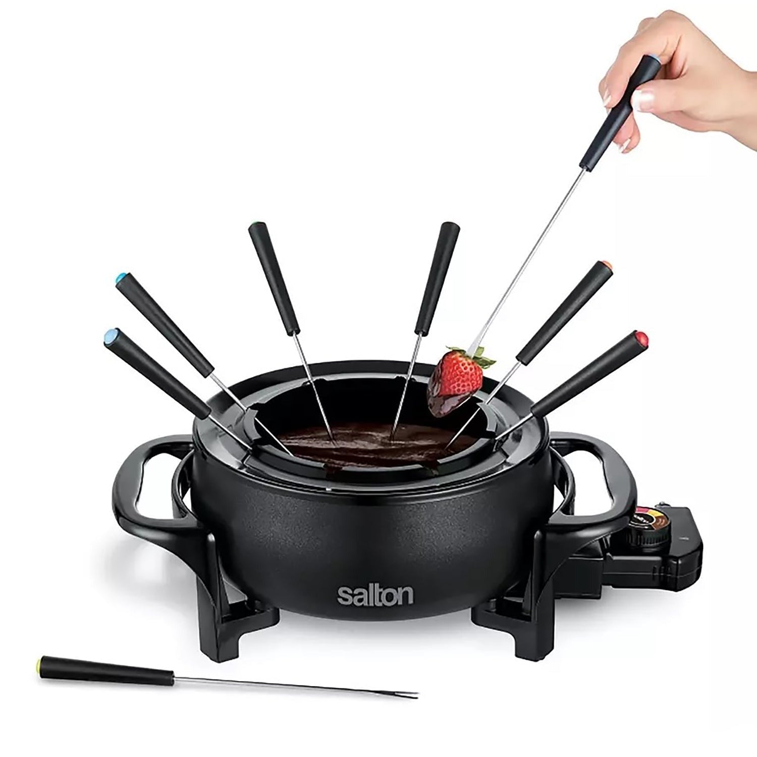 Salton - Service à Fondue Électrique avec Bol Anti-Adhésif de 2.8 Litres, 1000W, Noir - Simple Boutique
