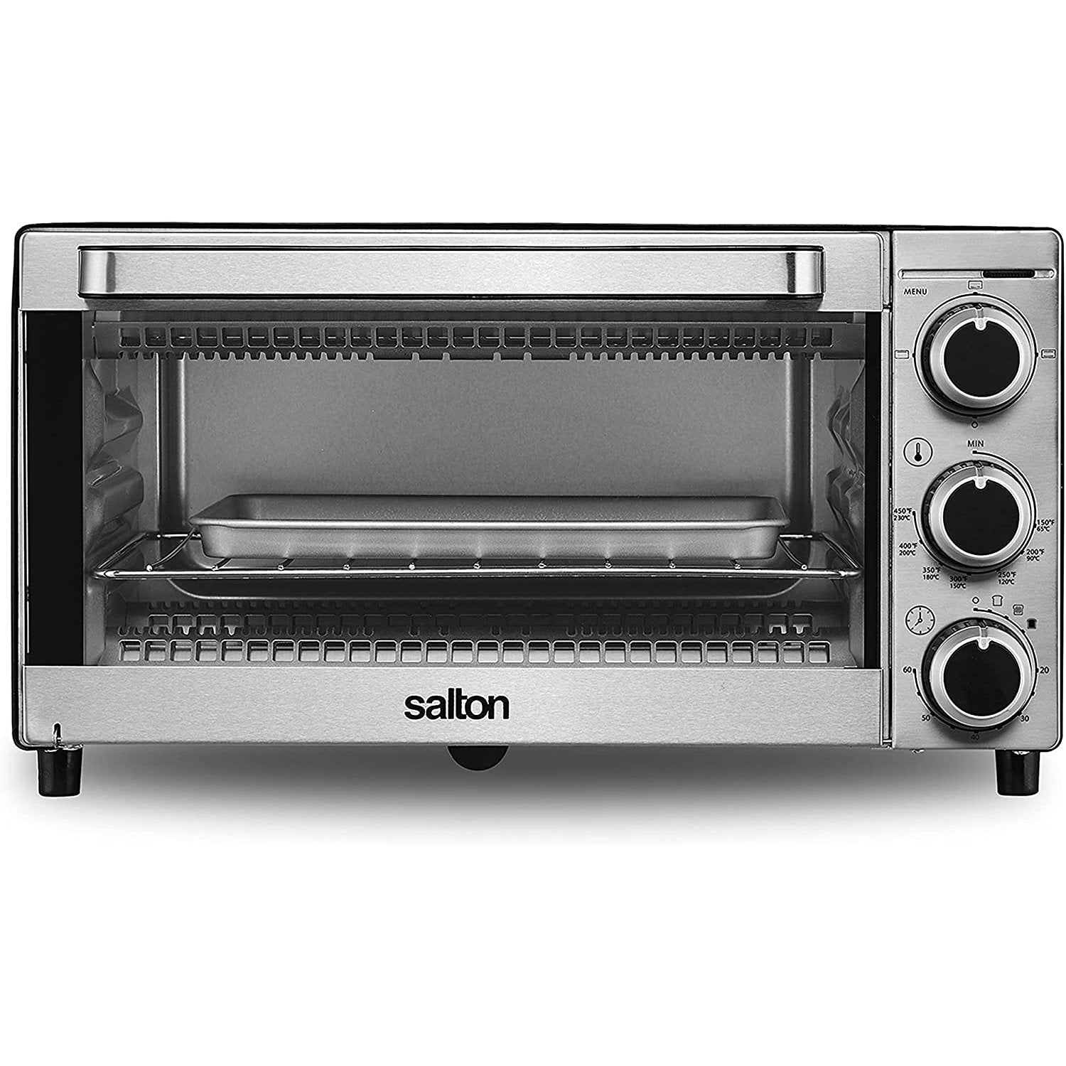 Salton TO2091BK Four Grille-Pain Multifonction, Capacité de 6 Tranches, 3 Fonctions de Cuisson, Acier Inoxydable - Simple Boutique