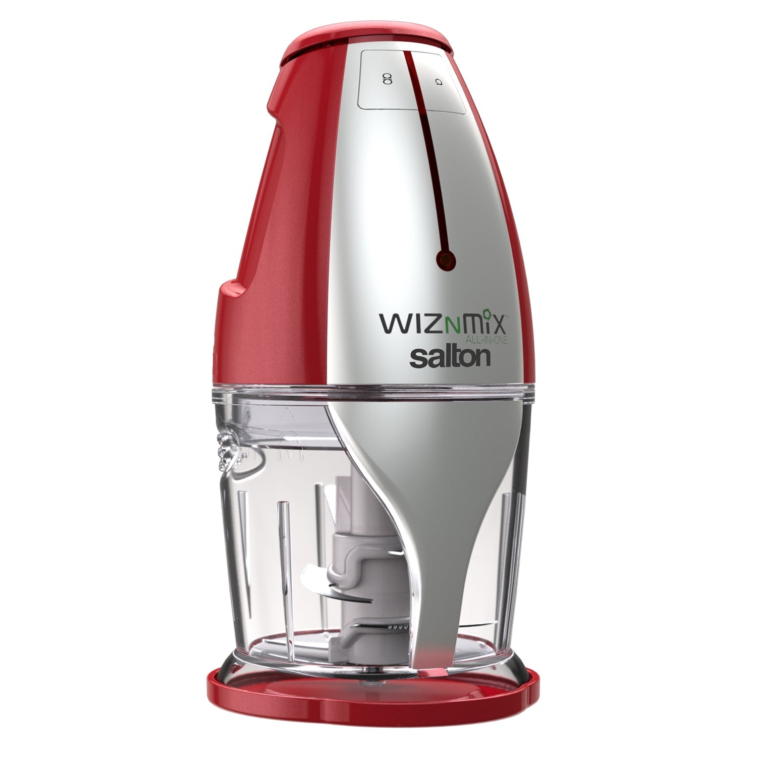 Salton WizNMix FP2102RD - Mélangeur, Hachoir et Robot Culinaire Tout-en-un, 750 ml, Rouge - Simple Boutique