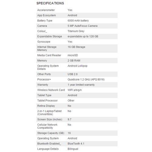 Samsung Tablette Galaxy Tab A 9,7 po et 16 Go Android 5.0 Titane - Simple Boutique