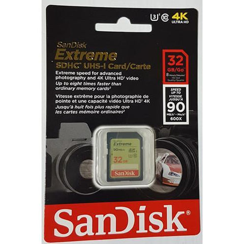 SanDisk Extreme Carte SDHC Class 10 - USH-1 90R/40W MB/s 32 GB