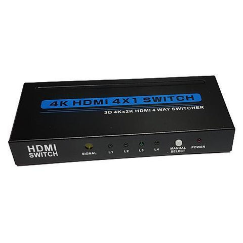 Sélecteur HDMI 4 entrées à 1 sortie + télécommande Premium 4K x 2K